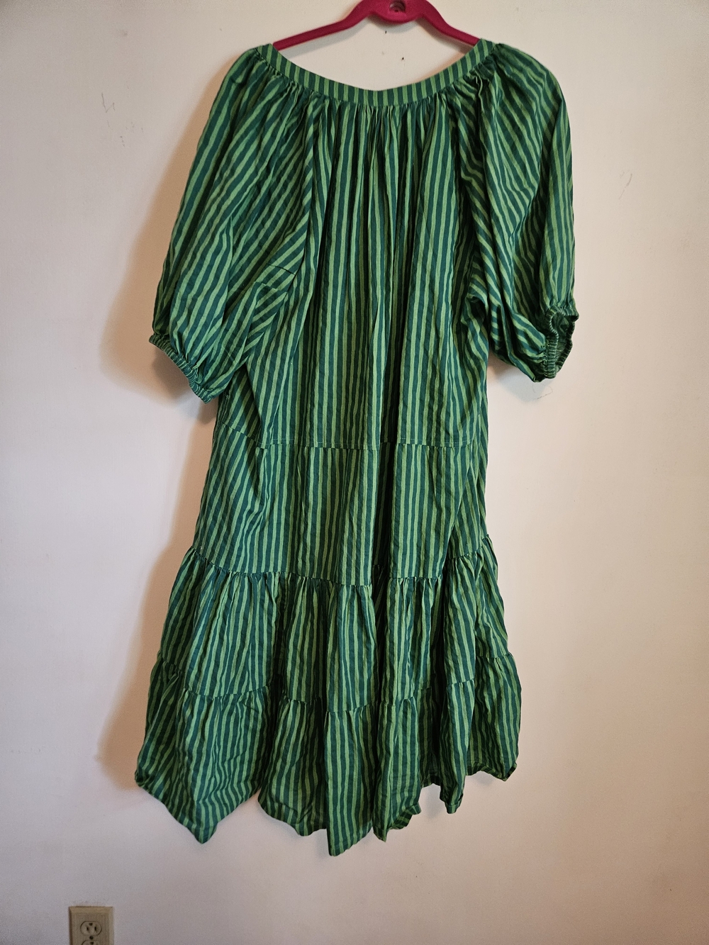 Printfresh Striped Short Sleeve Tiered Dress with Pink Belt - Picture 4 of 7